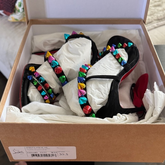 Christian Louboutin Black Heels with Multicolor Studs - Picture 1 of 4